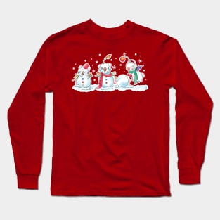 Moogle Winter Fun - Final Fantasy Cute Holiday Snowman Design Long Sleeve T-Shirt